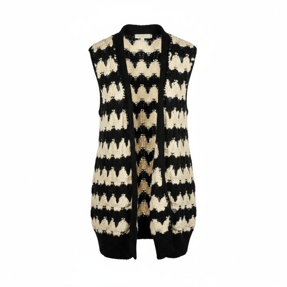 Calypso St. Barth Crochet Knit Long Vest Zig Zag Sweater Small Like New